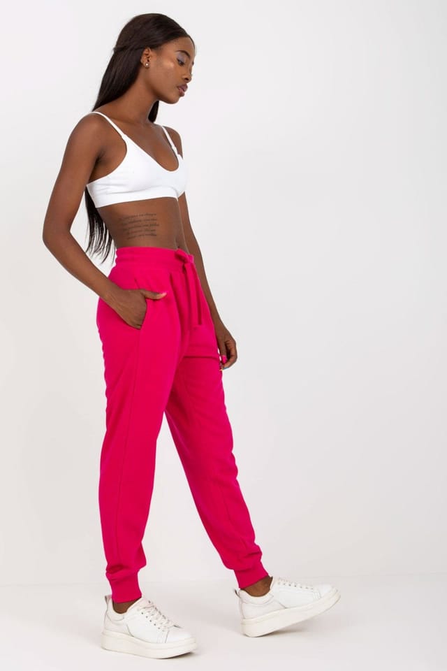 Love Lace Love Lace Women's High Waist Tie Sweatpants Elastic Waist Pockets in Fuchsia - 2