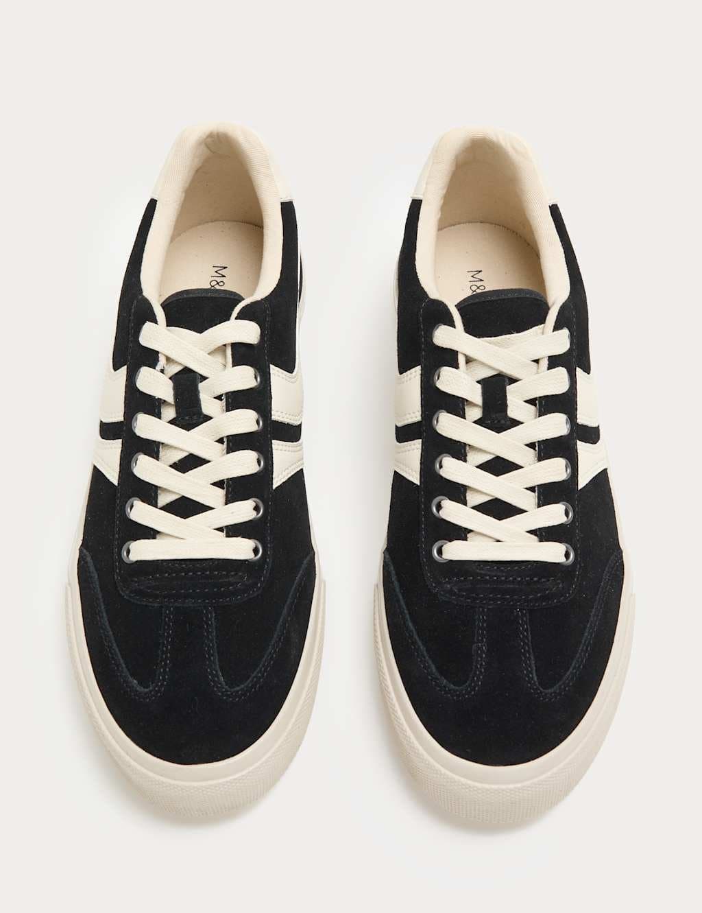 Marks & Spencer M&S Suede Lace Up Trainers Black Mix