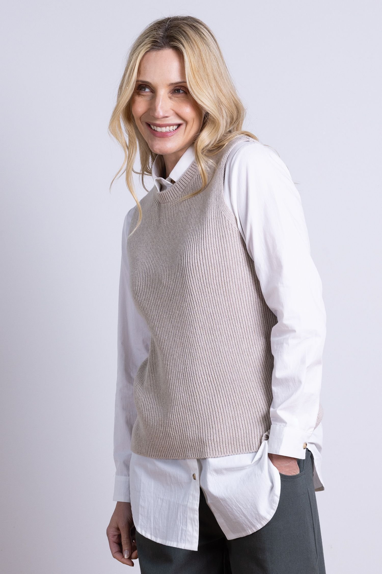 Nomads Clothing Nomads Clothing Women's Knitted Vest in Light Sand - 2