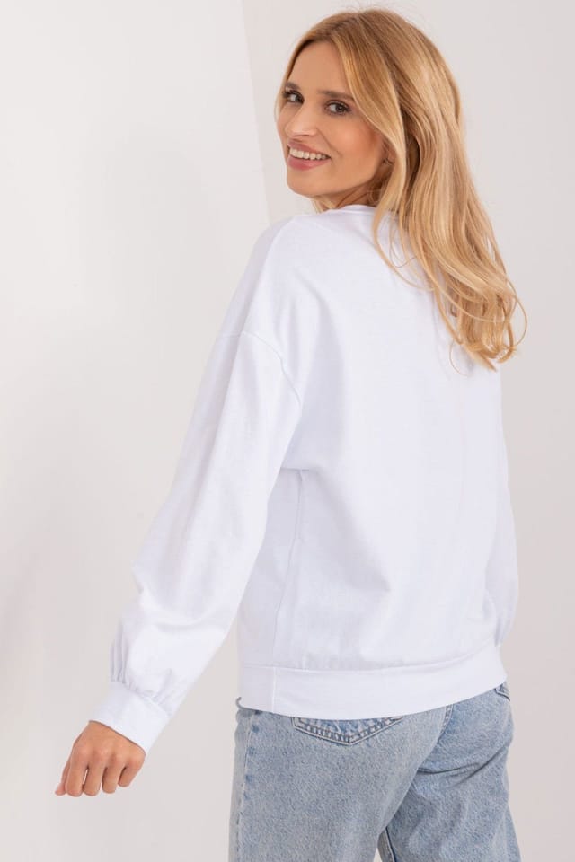 Love Lace Love Lace Women's Cotton Floral Print Front Casual Sweatshirt in White - 3