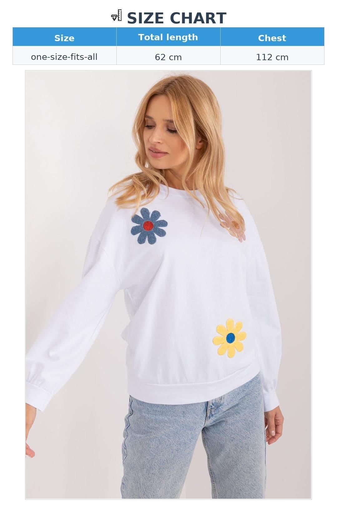 Love Lace Love Lace Women's Cotton Floral Print Front Casual Sweatshirt in White - 4