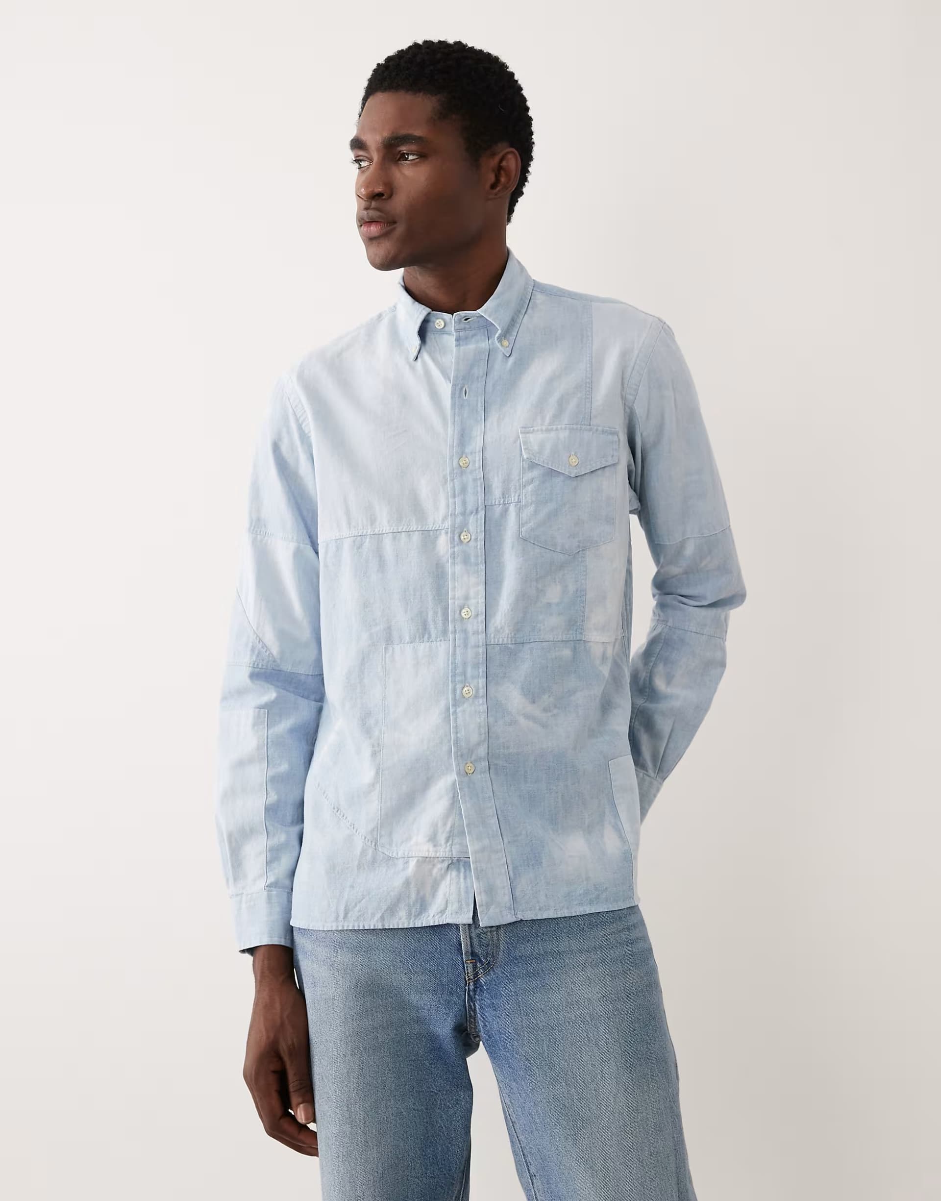 ASOS Polo Ralph Lauren patchwork long sleeve shirt in blue