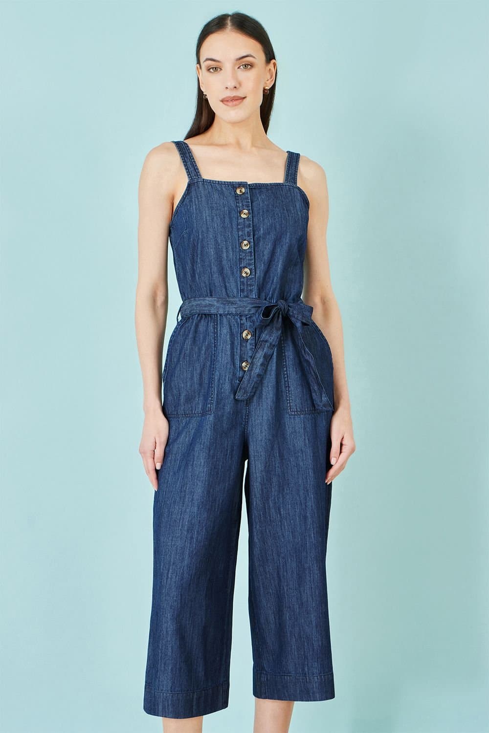 Yumi Yumi Women's Blue Chambray Button Through Jumpsuit