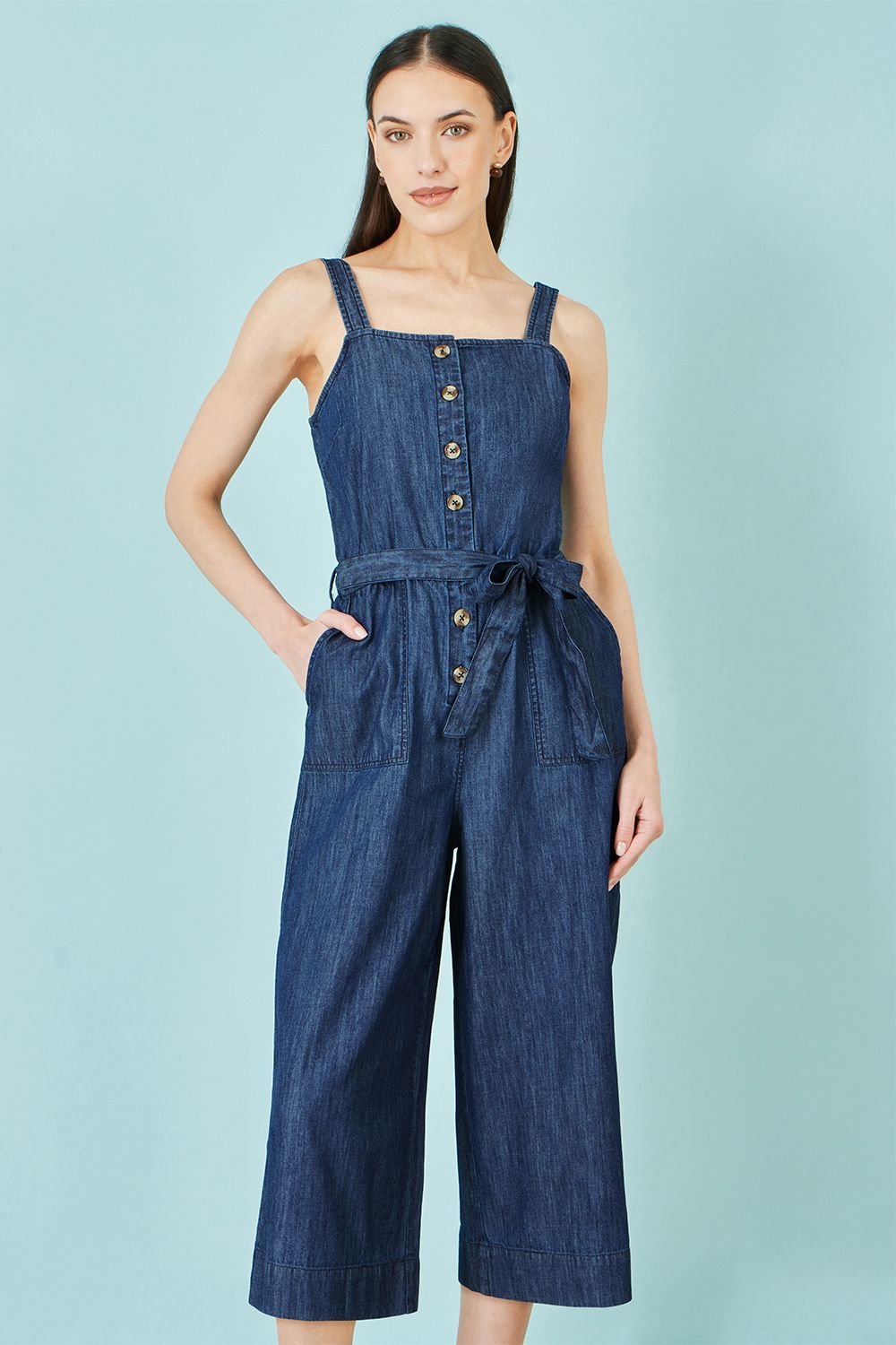 Yumi Yumi Women's Blue Chambray Button Through Jumpsuit - 2