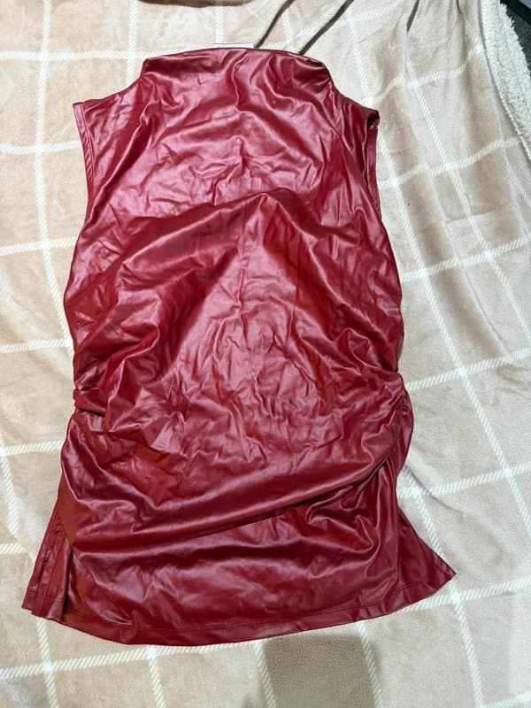 ASOS Red / burgundy leather look top