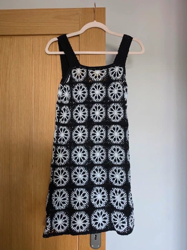 ASOS ASOS Design Crochet Patch Mini Dress in Petite UK Size 8