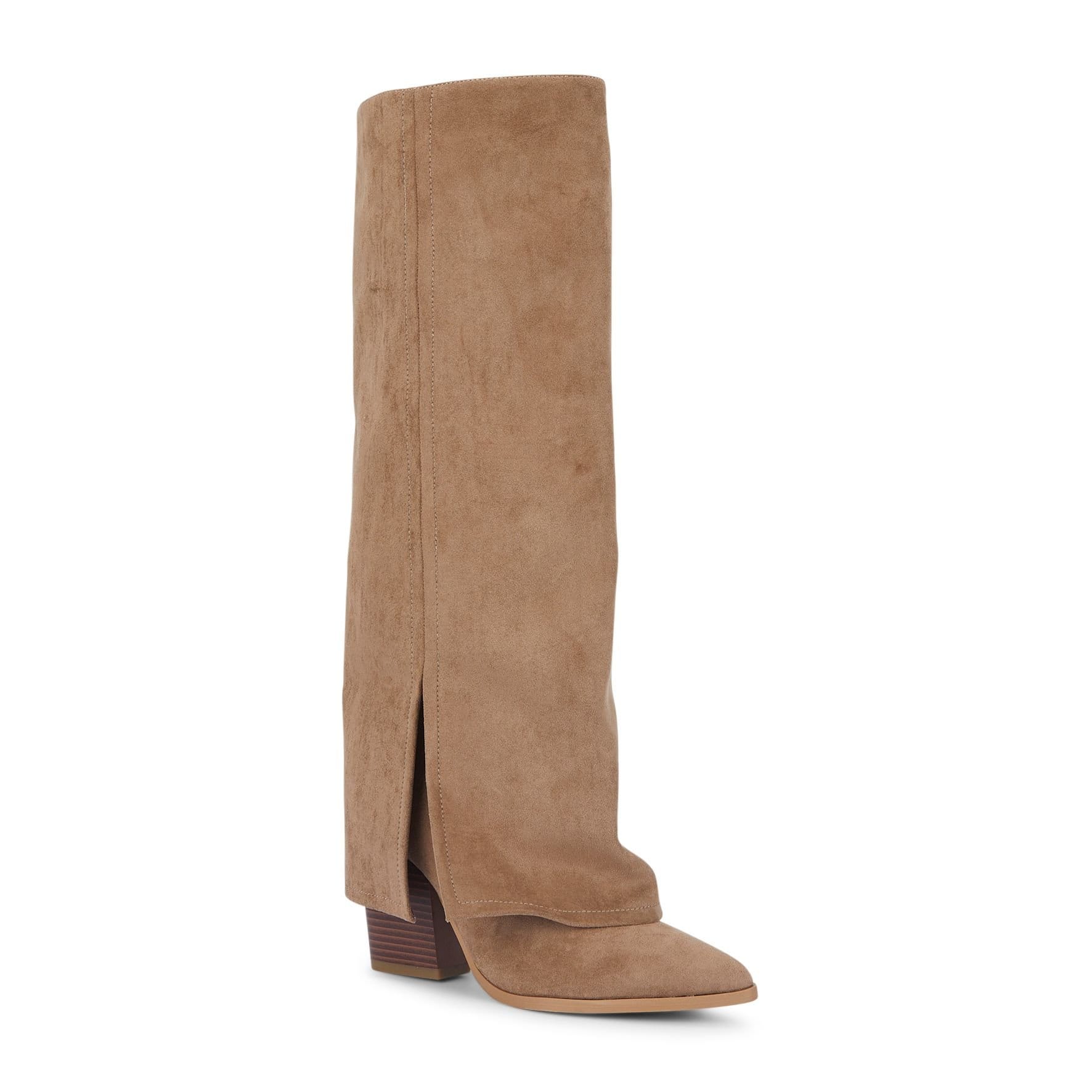 Truffle Collection Truffle Collection Women's Knee Boots Zip Microfibre Pointed Toe Block Heel Shoes in Taupe - 4