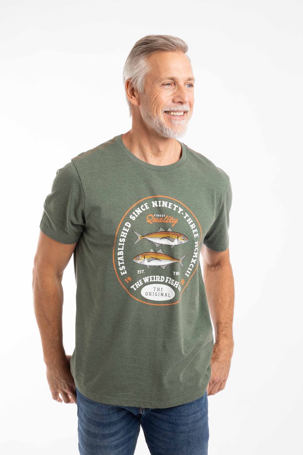 Weird Fish Weird Fish Men's Fish Stamp Front Print Graphic T-Shirt in Pale Green - 4