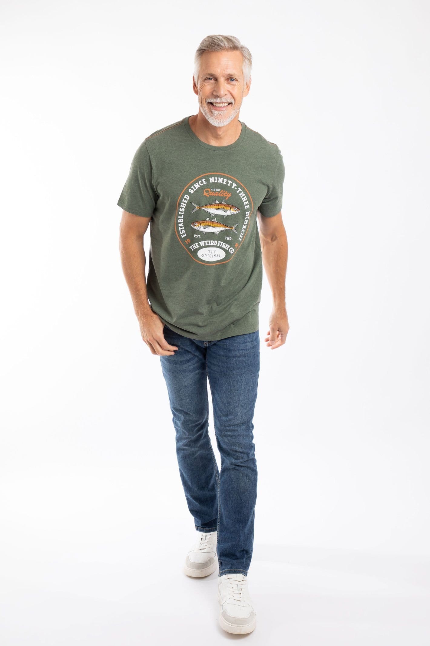 Weird Fish Weird Fish Men's Fish Stamp Front Print Graphic T-Shirt in Pale Green - 4