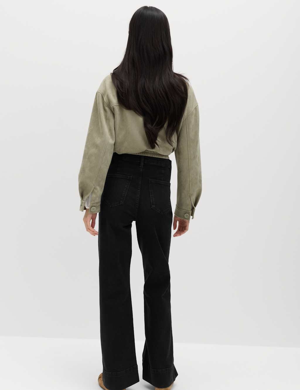 Marks & Spencer M&S High Waisted Patch Pocket Flared Jeans Black - 3