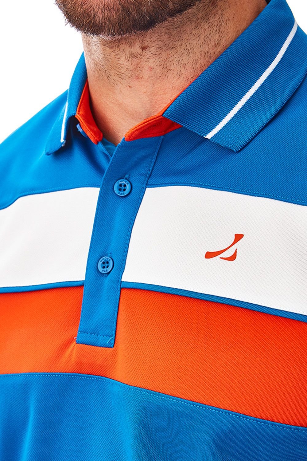 Under Par Under Par Men's Contrast Cut n Sew Panel Polo Shirt in Blue - 4