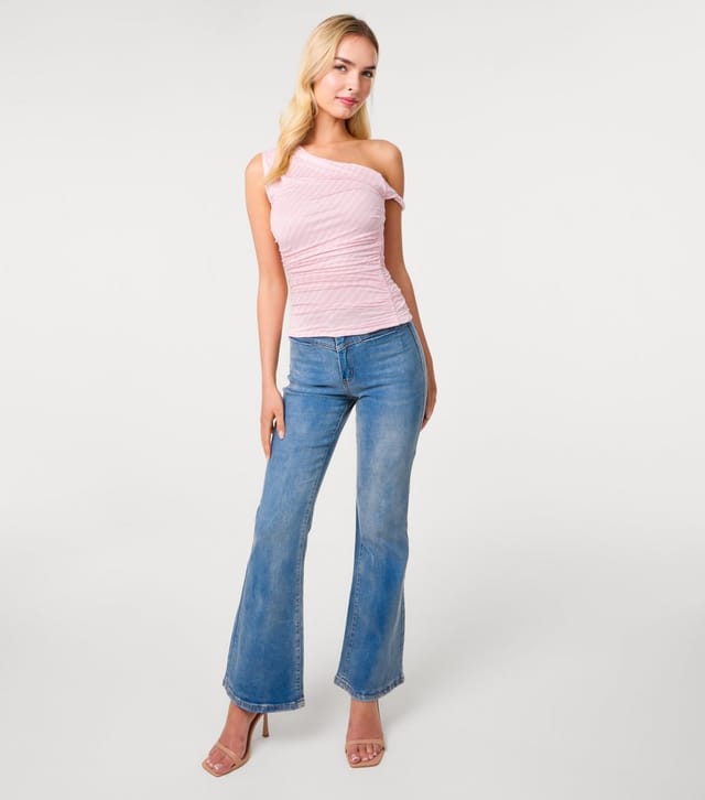 Pink Vanilla Women's Light Pink Stripe Aymmetric Top Pink Vanilla New Look - 2