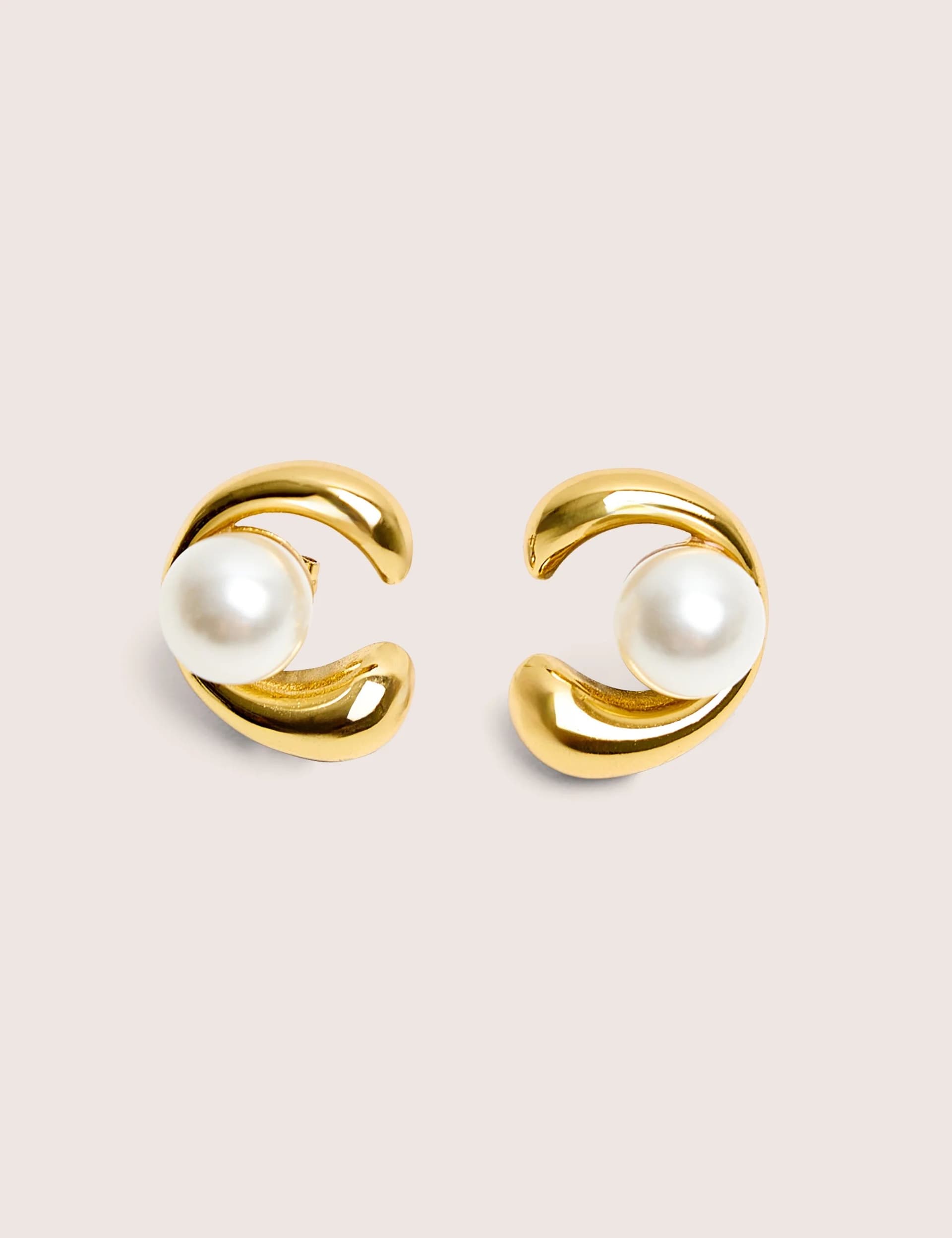 Public Desire Gold Plated Pearl Abstract Shape Earrings