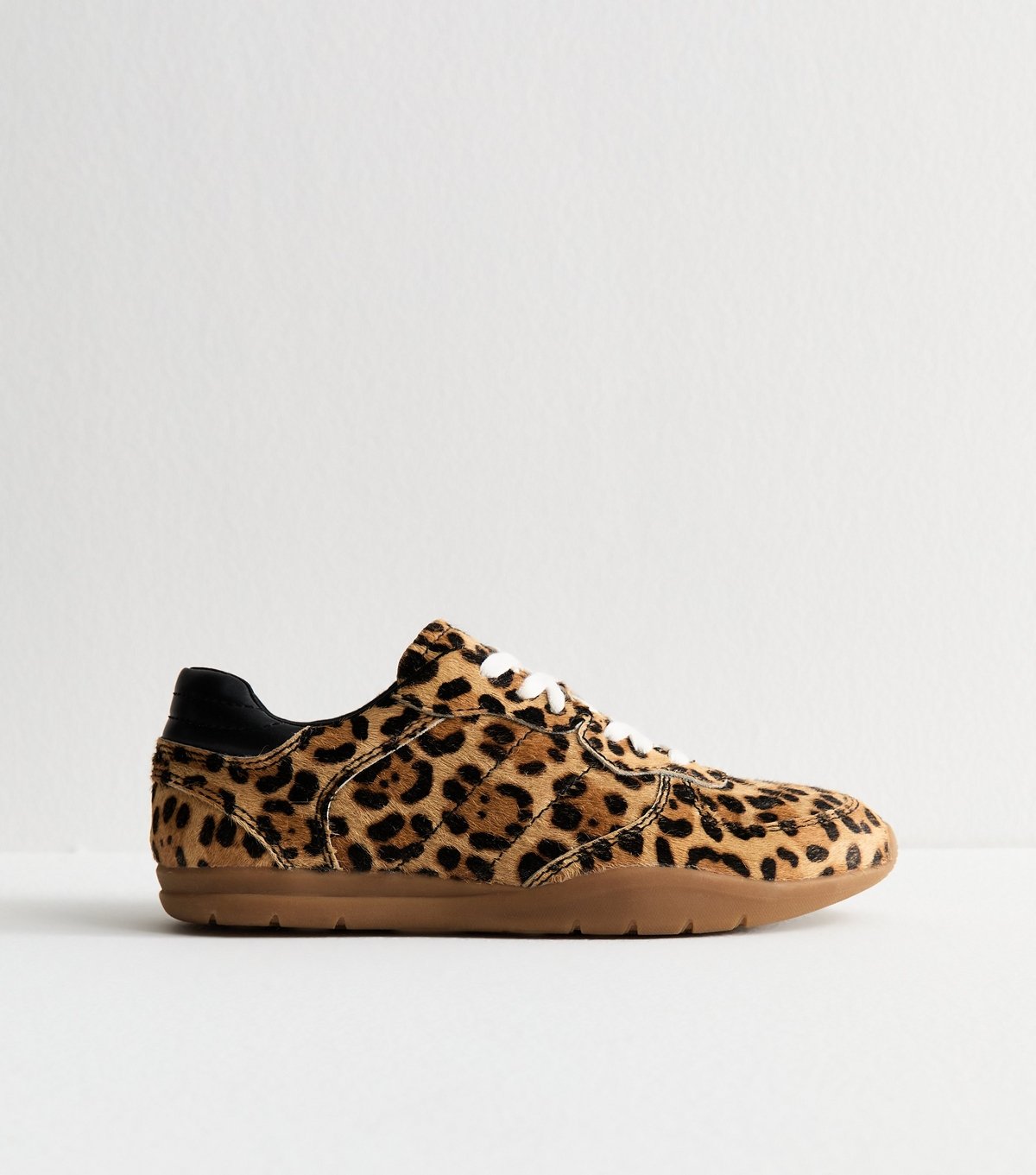 New Look Women's Stone Leopard Print Leather Trainers New Look - 2