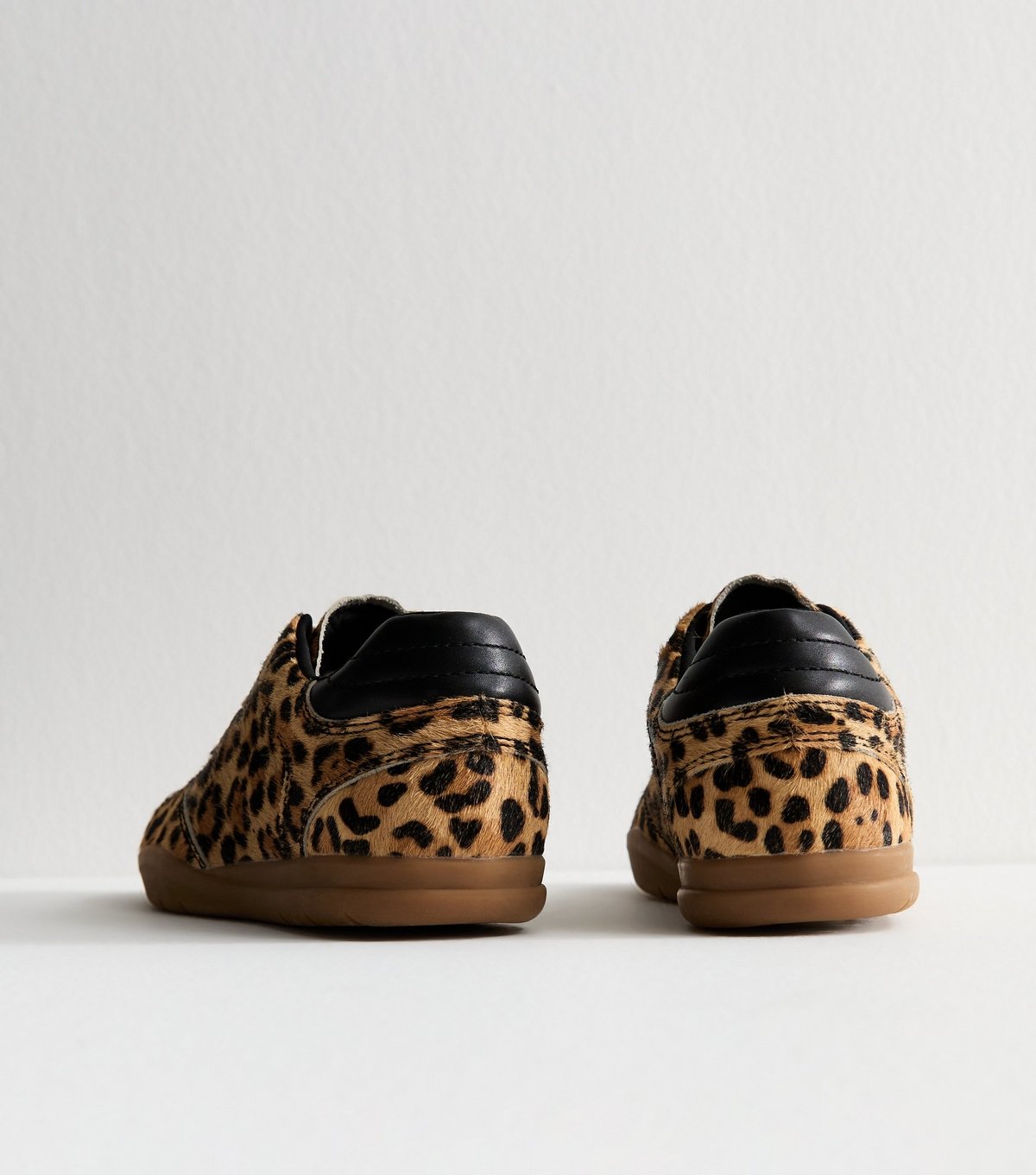 New Look Women's Stone Leopard Print Leather Trainers New Look - 4