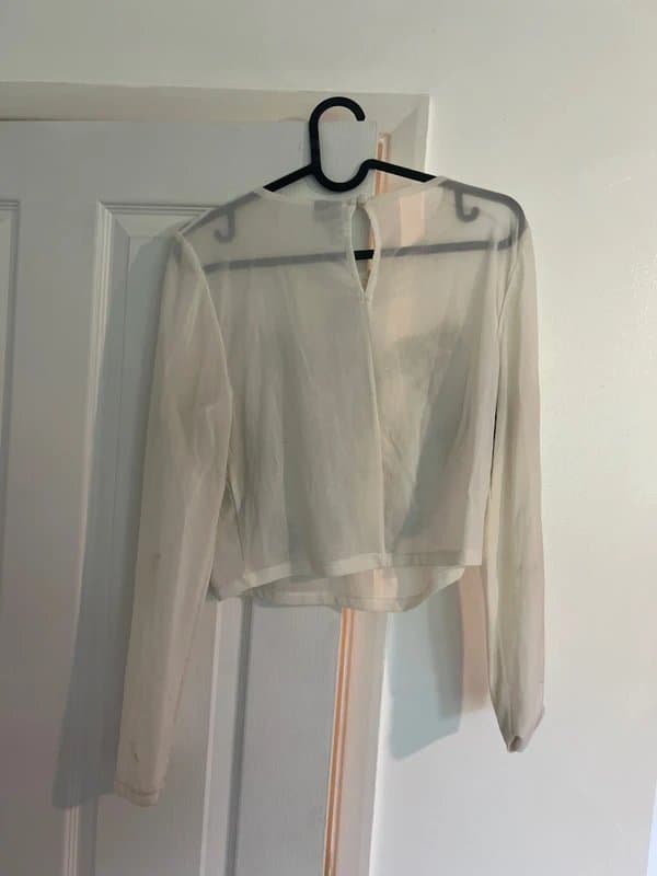 ASOS Embellished beaded mesh white crop top