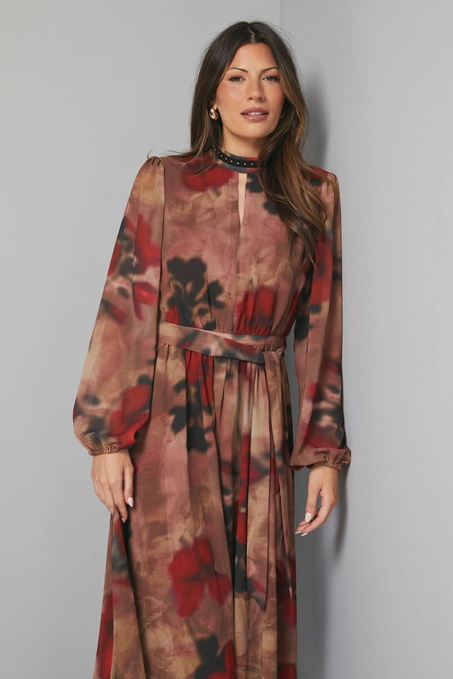 Wallis Wallis Women's Black Floral Stud Trim Midi Dress - 2