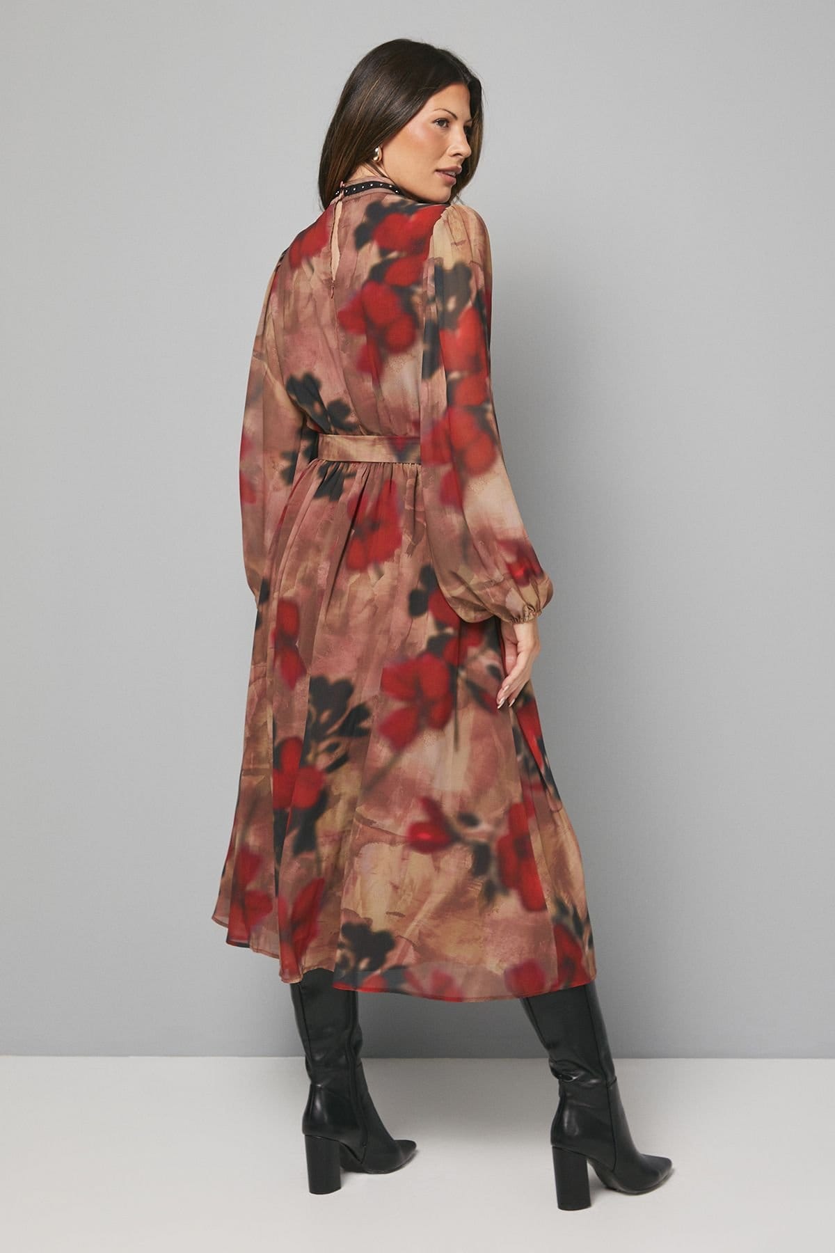 Wallis Wallis Women's Black Floral Stud Trim Midi Dress - 4