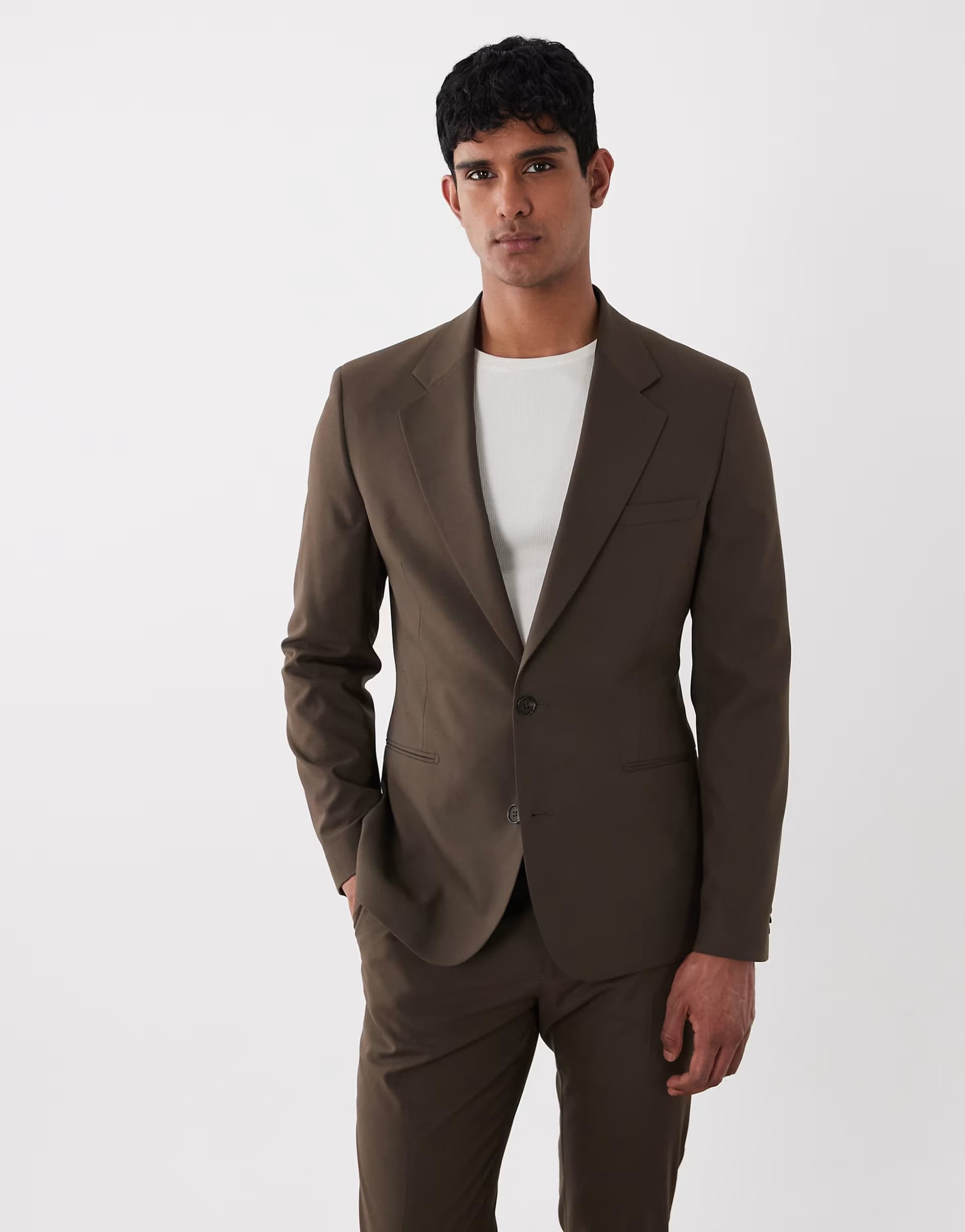 ASOS ASOS DESIGN skinny suit blazer in dark brown