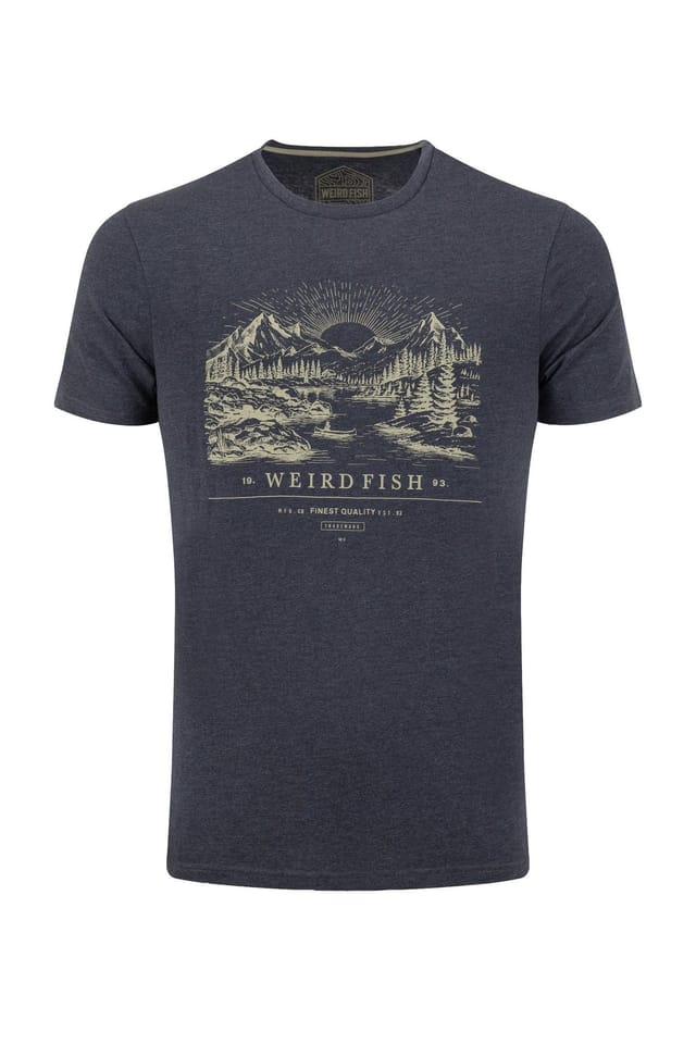 Weird Fish Weird Fish Men's Sunrise Front Print Graphic T-Shirt in Navy - 2