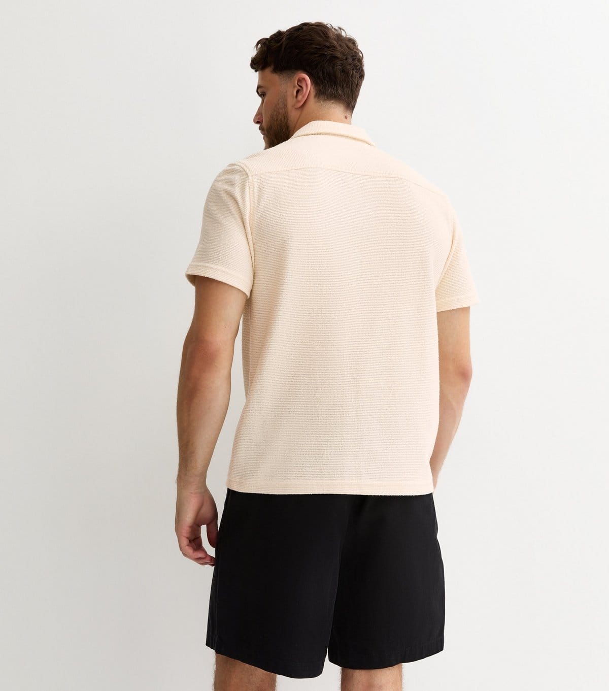 New Look Men's Cream Boucle Textured Regular Polo Shirt New Look - 4