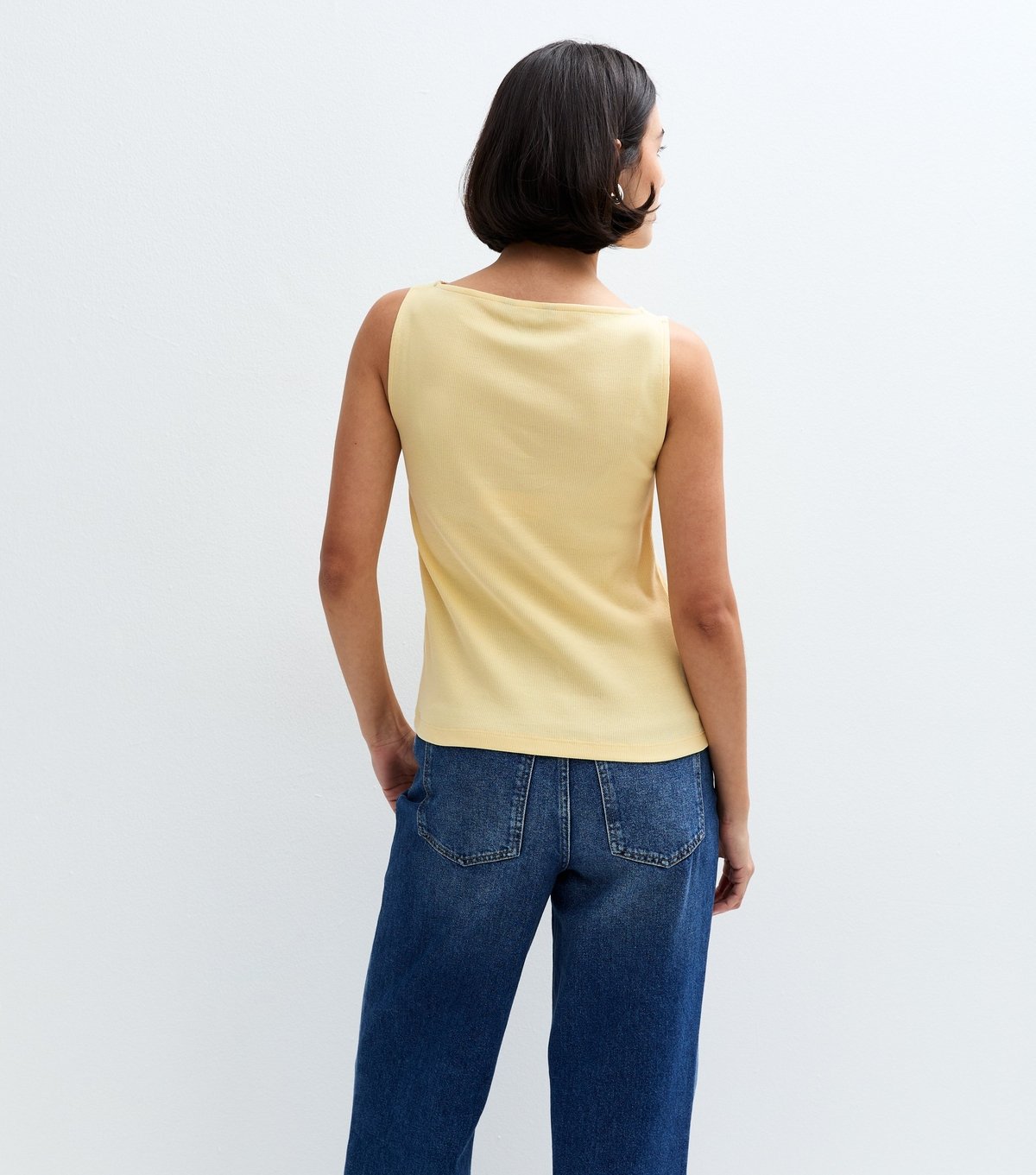 New Look Women's Light Yellow Rib Button Through Tank Top New Look - 4