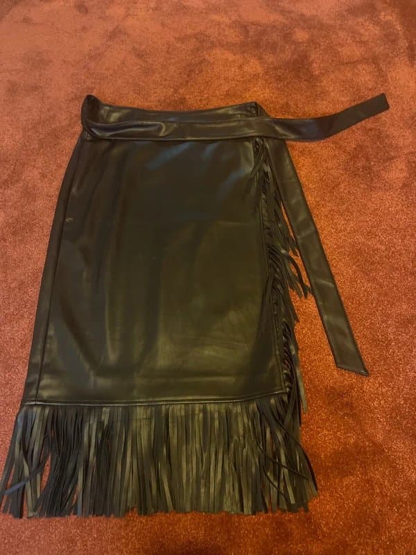 Never Fully Dressed Never fully dressed fringed Vegan leather skirt