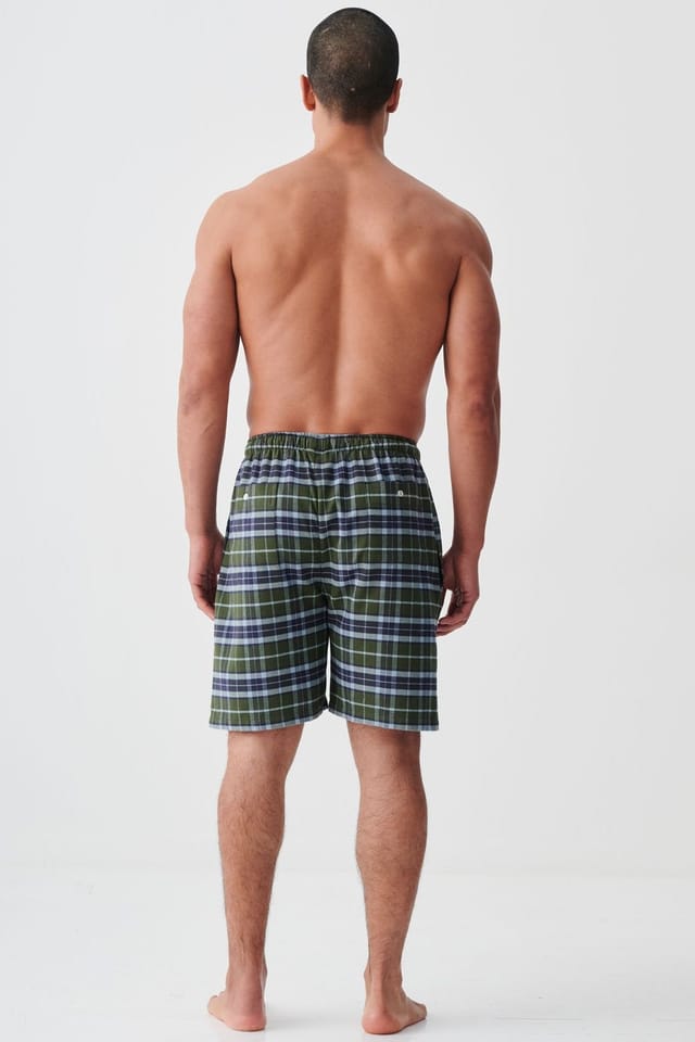 British Boxers British Boxers Men's "Jura" Tartan Brushed Cotton Sleep Shorts in Dark Green - 3