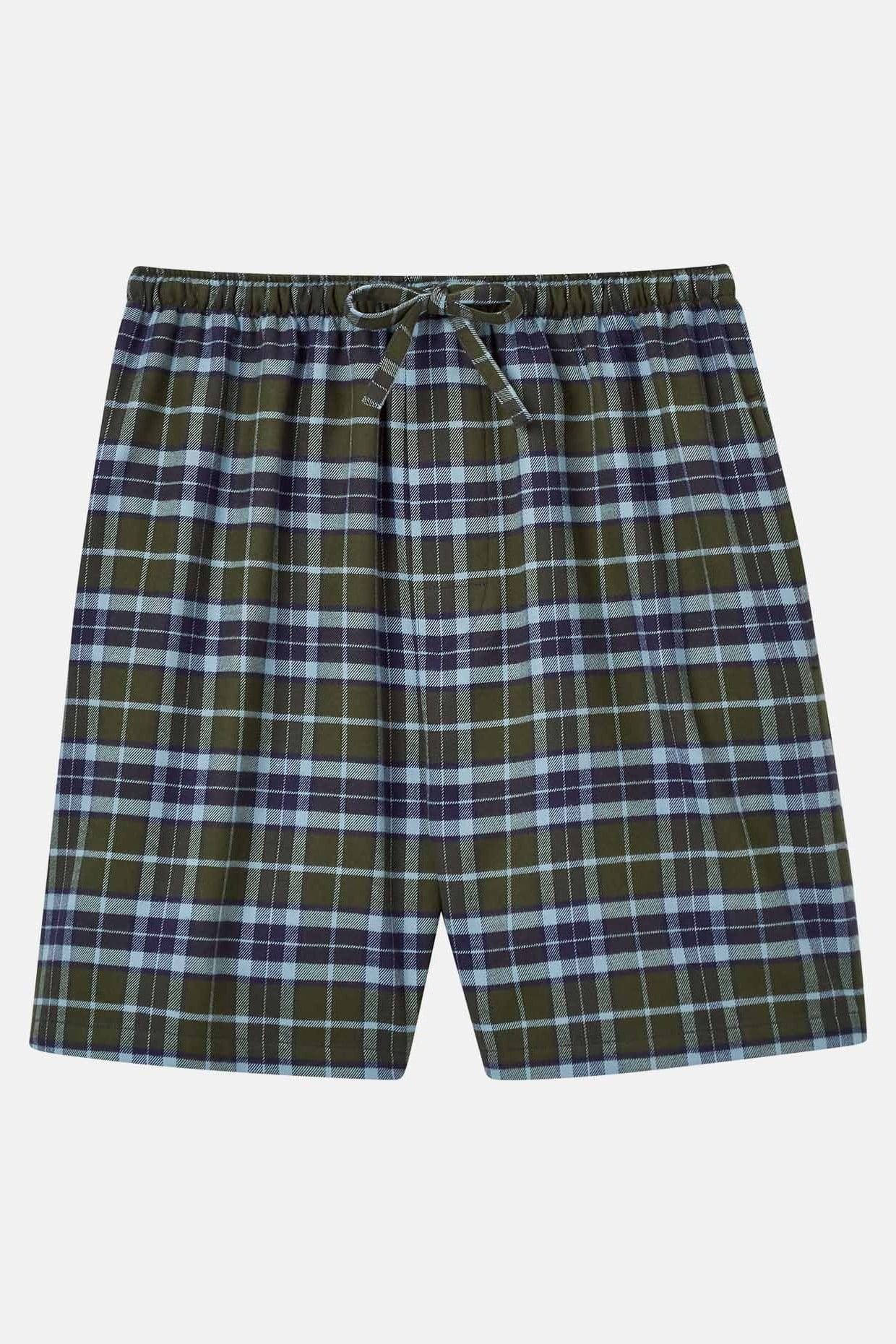 British Boxers British Boxers Men's "Jura" Tartan Brushed Cotton Sleep Shorts in Dark Green - 4