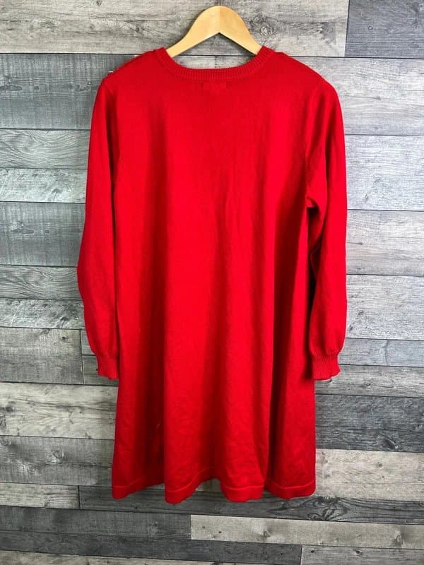 Monsoon Monsoon Womens Jumper Dress Size Large Red Knit Susie Gold Military Buttons