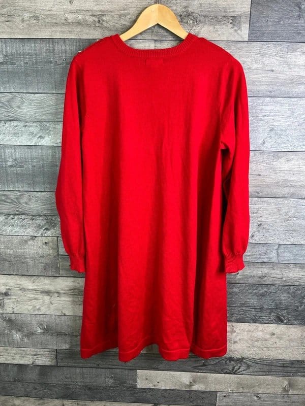 Monsoon Red Knit Jumper Dress with Gold Military Buttons