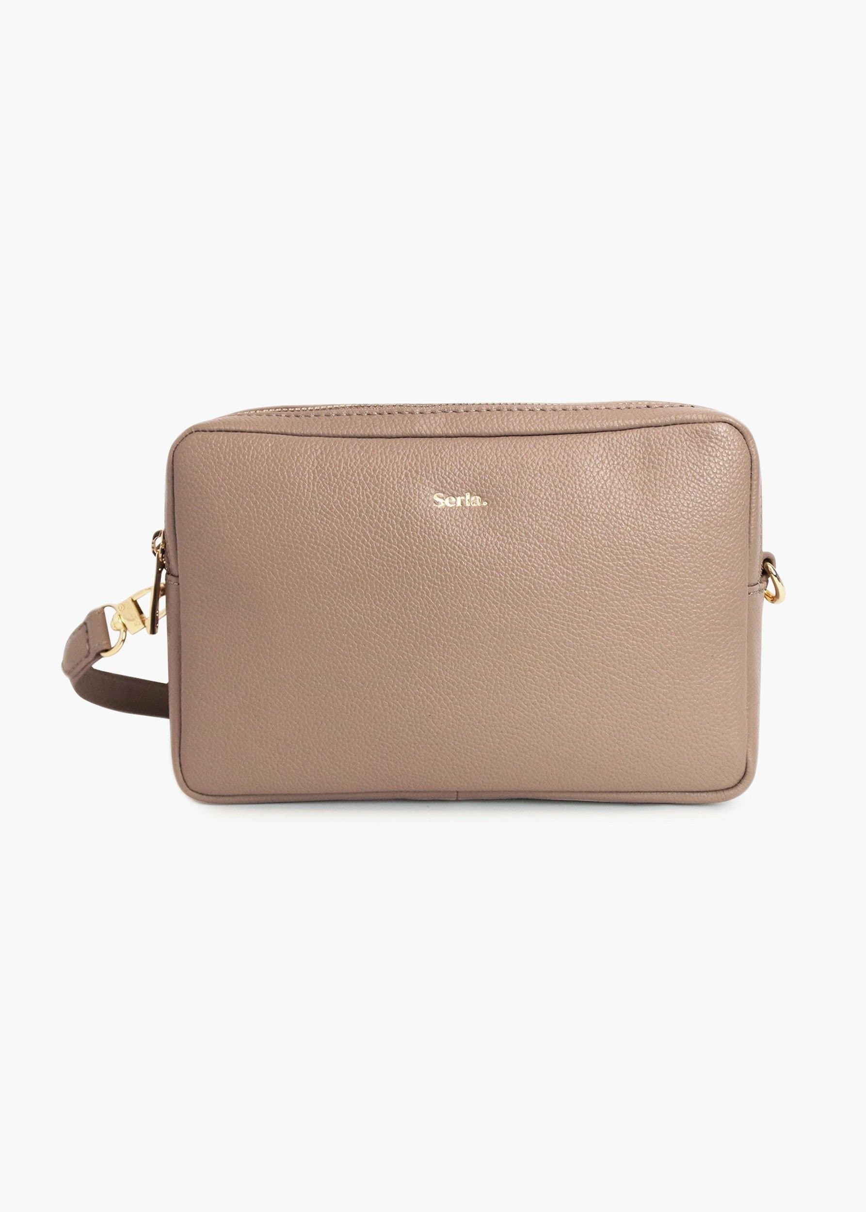 Serla Serla Taupe Leather Crossbody Bag for Women