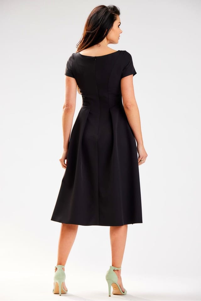 Love Lace Love Lace Women's Awama Midi Dress Boat Neck Short Sleeve in Black - 2