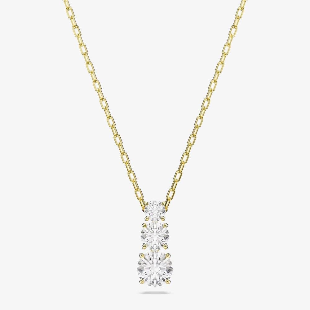 Swarovski Swarovski Women's Stilla Attract Gold ToneThree Stone Zirconia Pendant Necklace 5723298