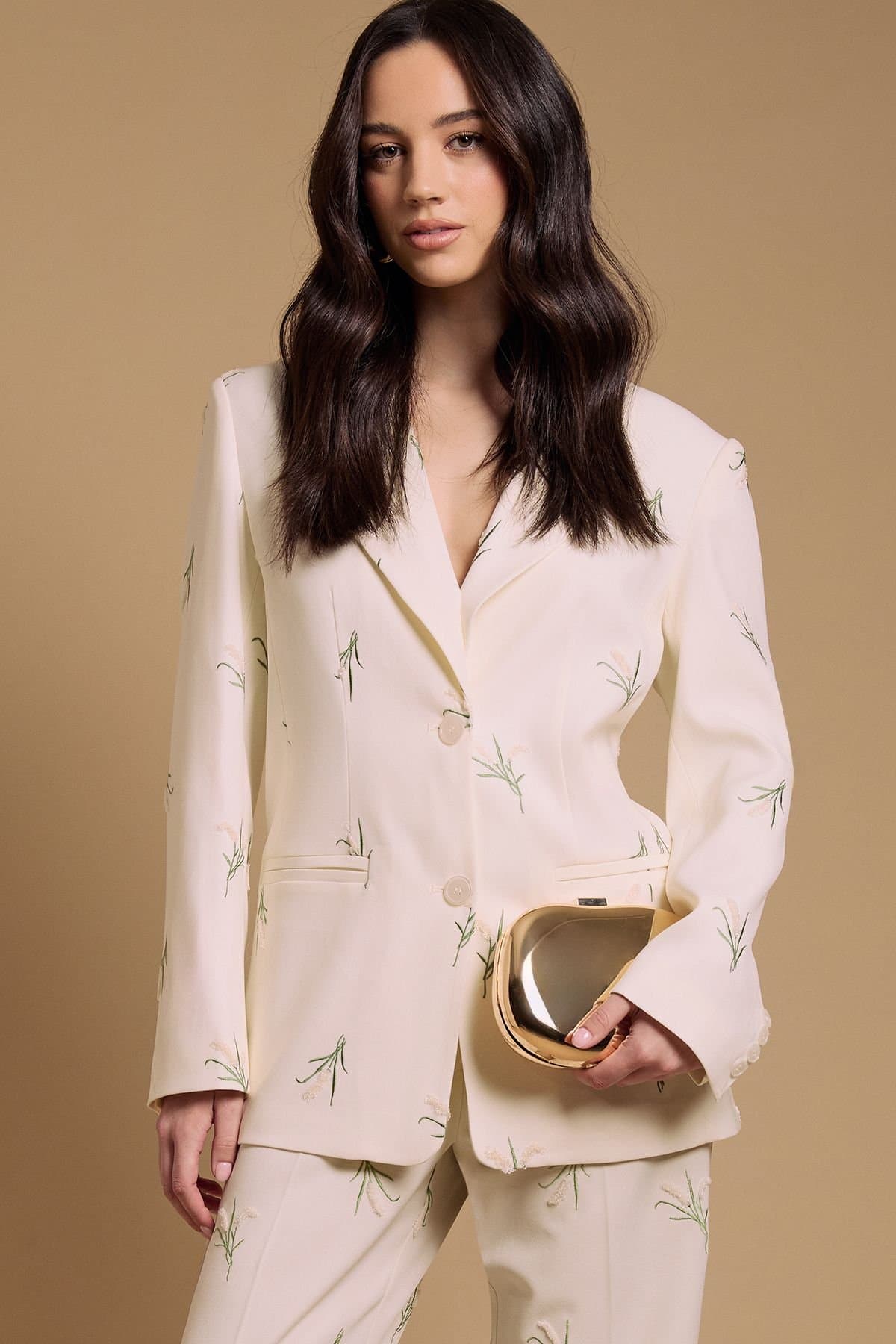 Oasis Oasis Women's Floral Embroidered Tailored Blazer in Ivory
