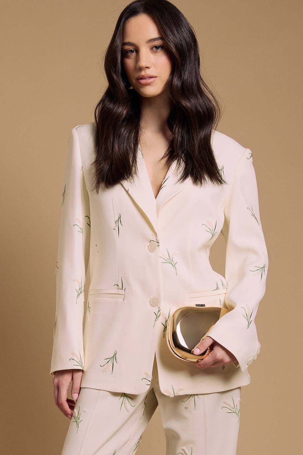 Oasis Oasis Women's Floral Embroidered Tailored Blazer in Ivory - 2