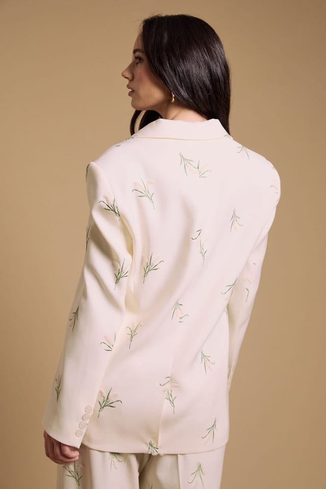 Oasis Oasis Women's Floral Embroidered Tailored Blazer in Ivory - 3