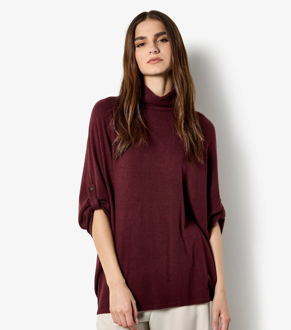 Apricot Apricot Burgundy Soft Touch High Neck T-Shirt