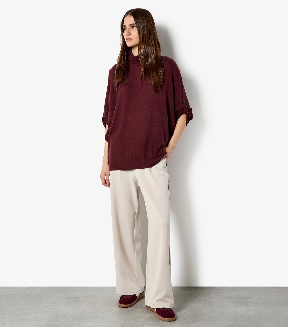 Apricot Women's Burgundy Soft Touch High Neck T-Shirt Apricot New Look - 2