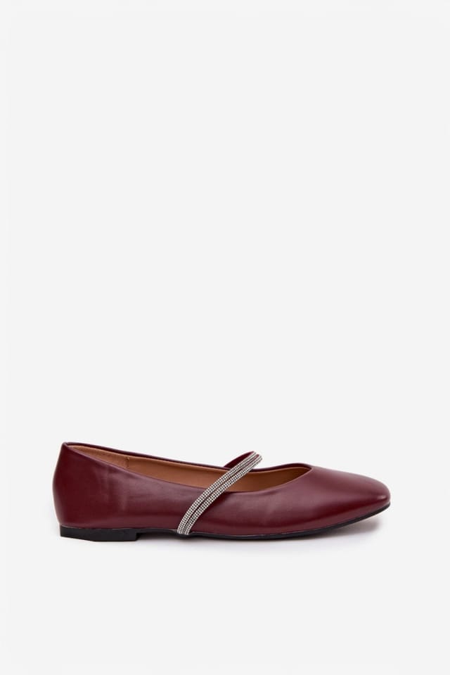 Love Lace Love Lace Women's Ballet Flats with Shiny Zircon Straps & Flat Heel in Red - 2