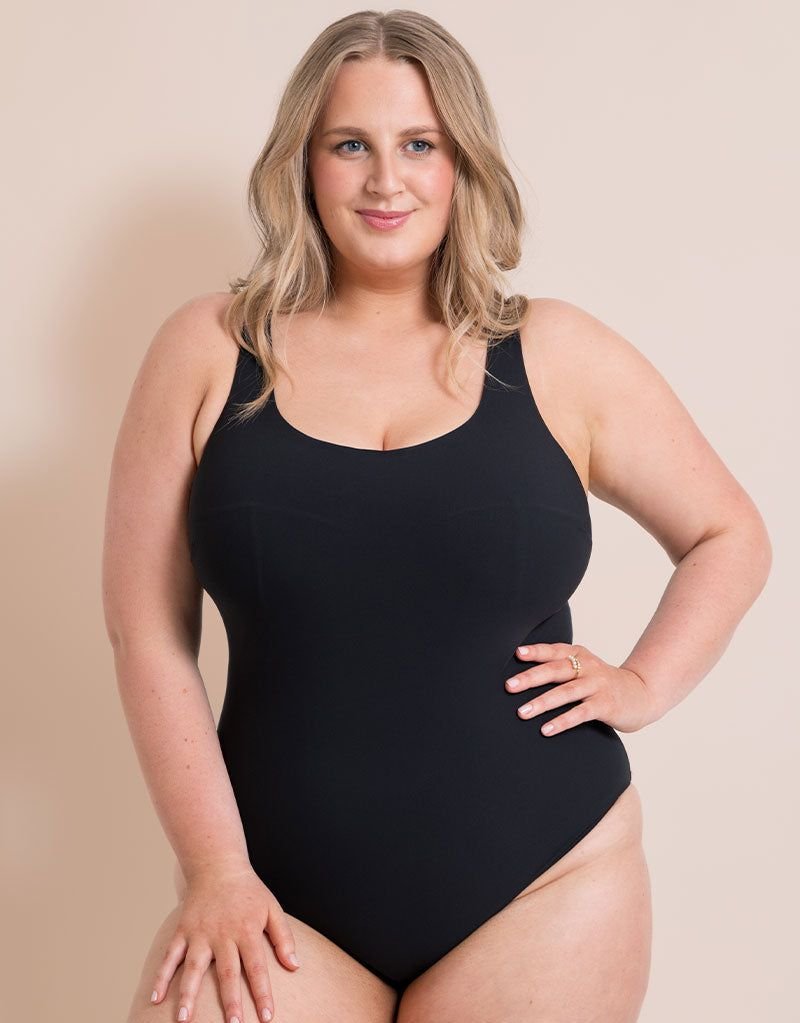 Curvy Kate Curvy Kate Women's Deep Dive Leotard Swimsuit Square Neck in Black - 2