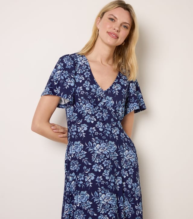 Blue Vanilla Women's Floral Blue Button Through Midi Dress Blue Vanilla New Look - 2