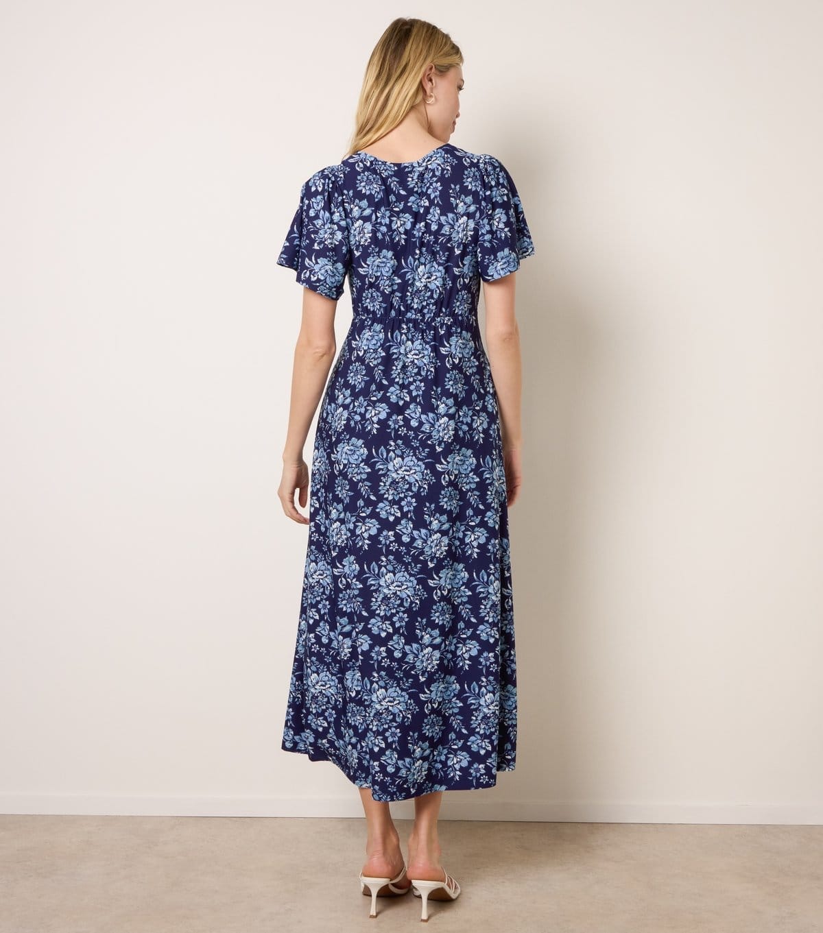 Blue Vanilla Women's Floral Blue Button Through Midi Dress Blue Vanilla New Look - 4