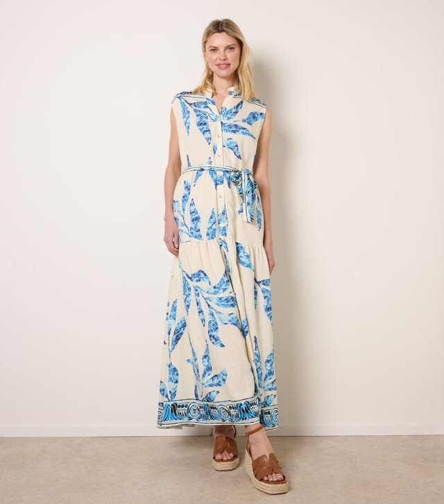 Blue Vanilla Women's Blue Leaf Print Sleeveless Midi Dress Blue Vanilla New Look - 3