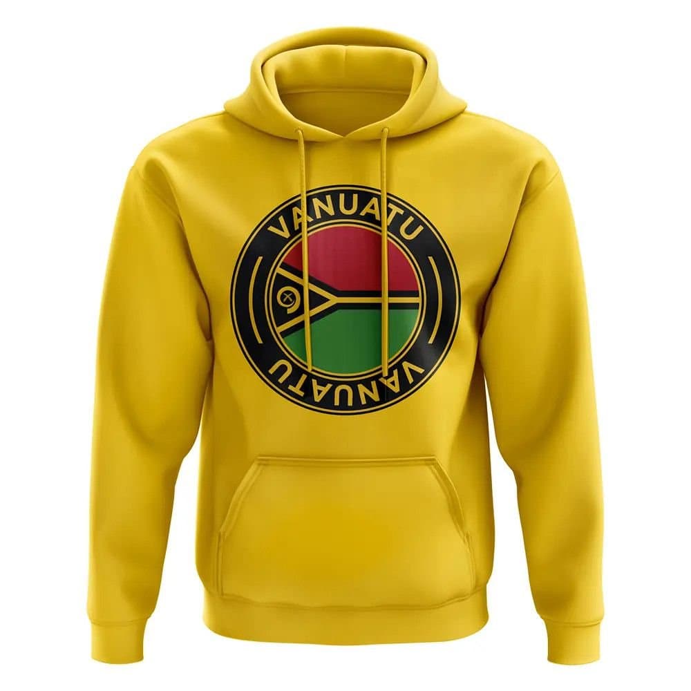 Vanuatu Vanuatu Men's Personalised Football Badge Hoodie in Yellow