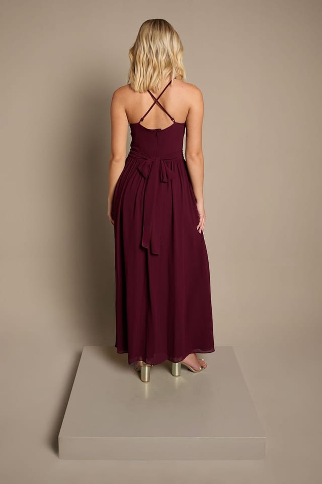 Coast Coast Women's Teen Cross Front Detail Cami Bridesmaid Dress in Fig - 3