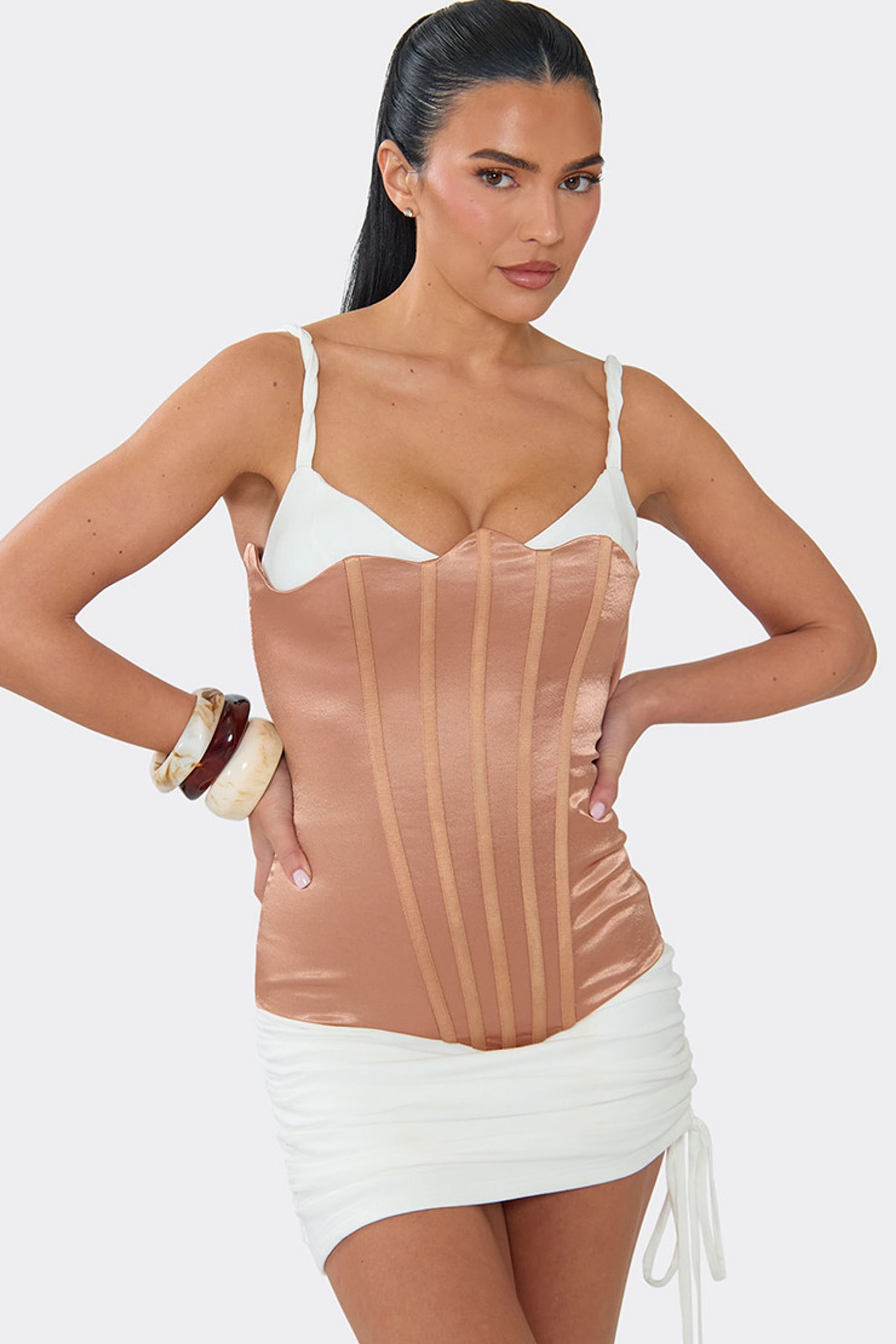EGO EGO Women's Sleeveless Tie Satin Mini Dress in Copper - 4