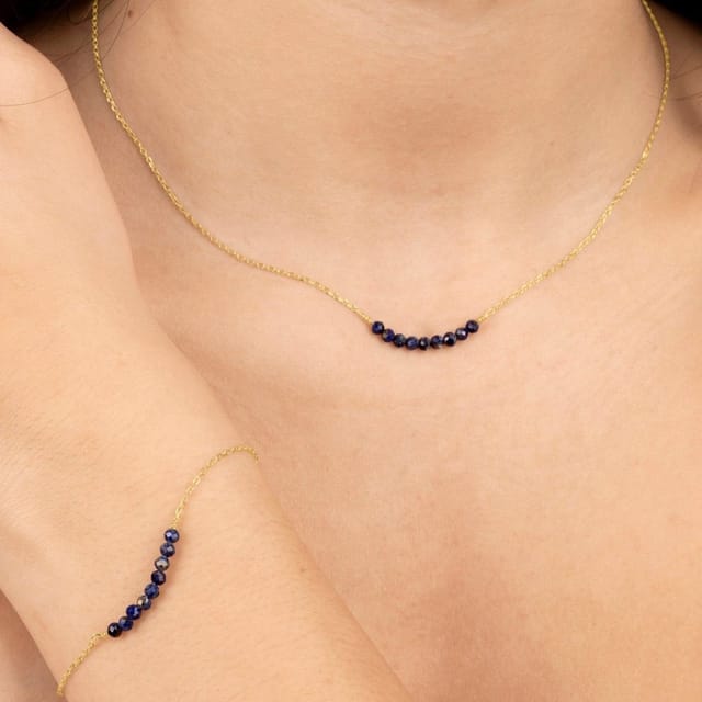 Gold Trip Gold Trip Women's Blue Lapis Beads Necklace in Gold - 3