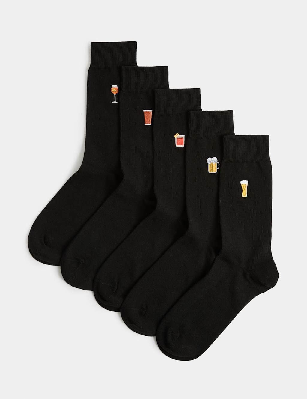 Marks & Spencer M&S 5 Pack Cool & Fresh™ Cotton Rich Drinks Socks Black Mix