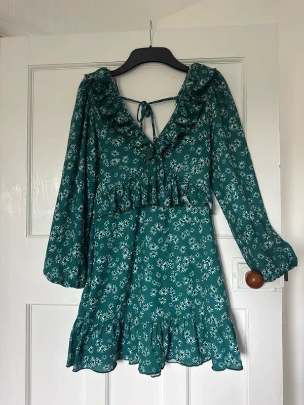 Topshop Topshop Petite Green Floral Dress
